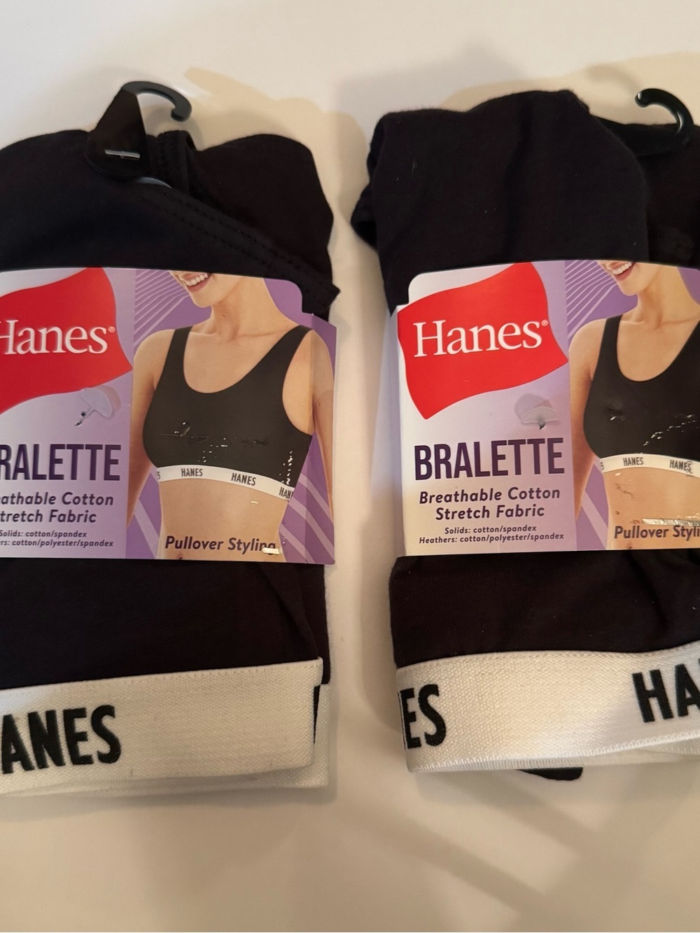 2 Hanes Women’s Black Pullover Bralette